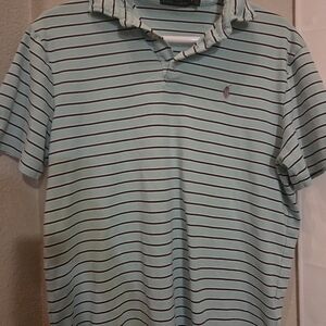 Ralph Lauren Men's Polo Shirt - Light Blue Stripes